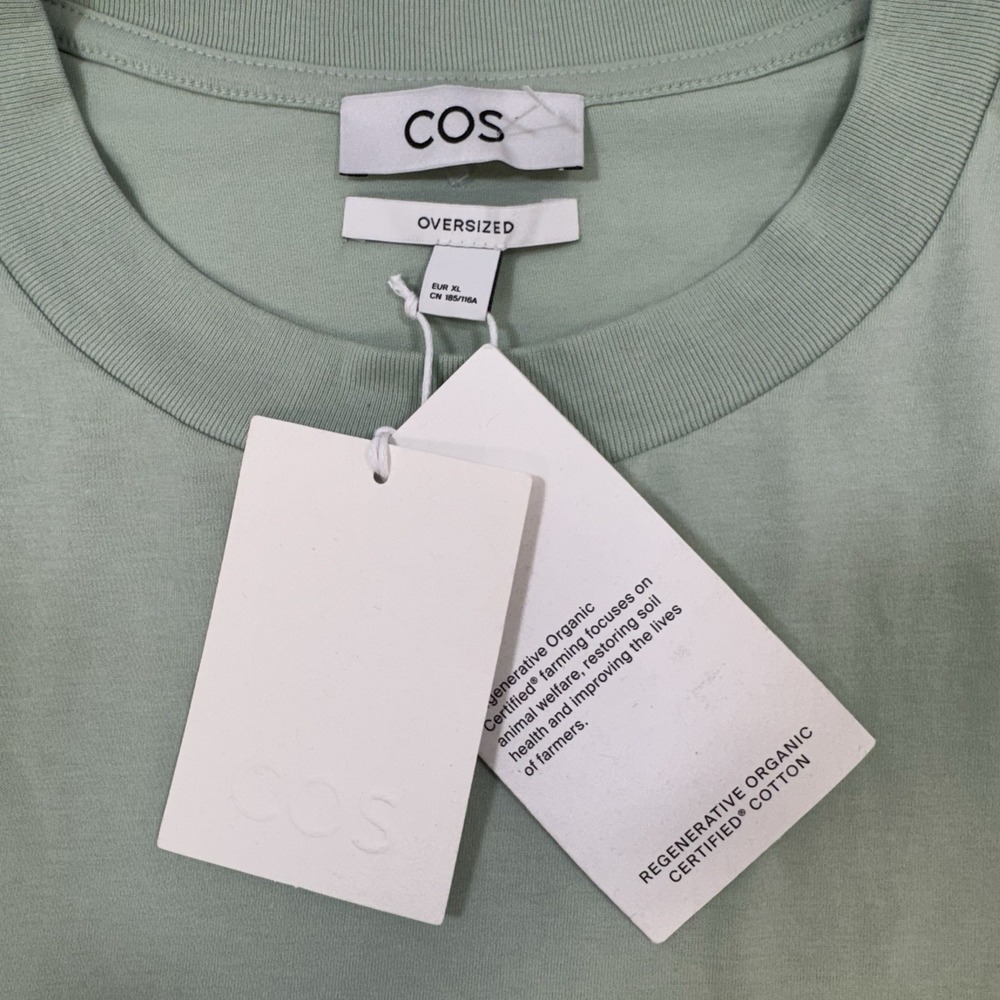 NEW COS Women's L / XL Oversized Tee Tshirt 100% Organic Cotton Boxy Green - Picture 7 of 13